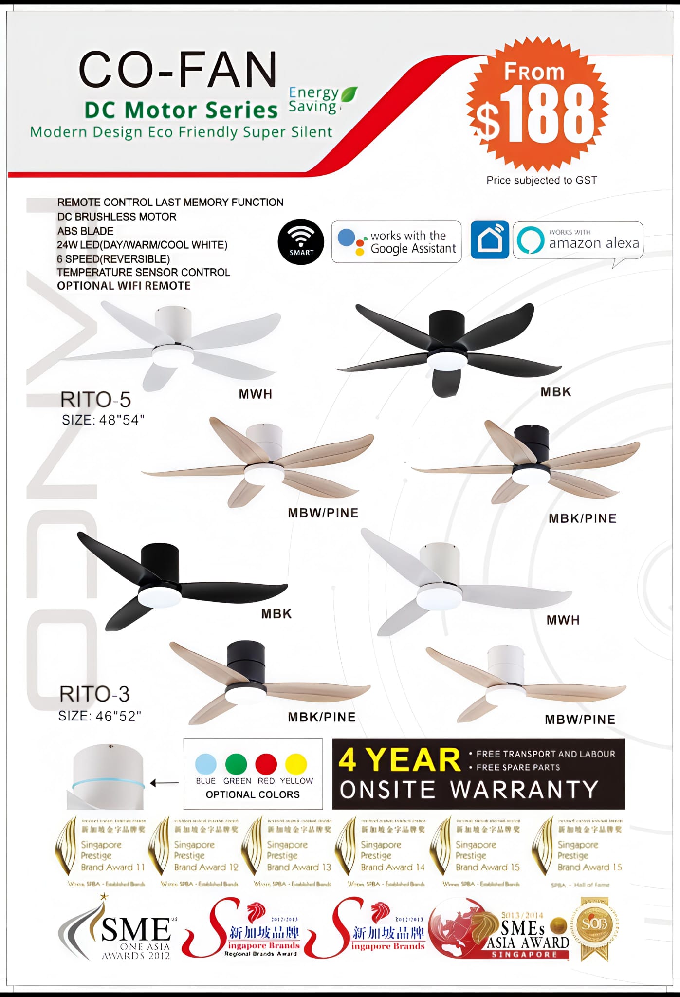 Fanco Ceiling Fan - Rito 3 / Rito 5
