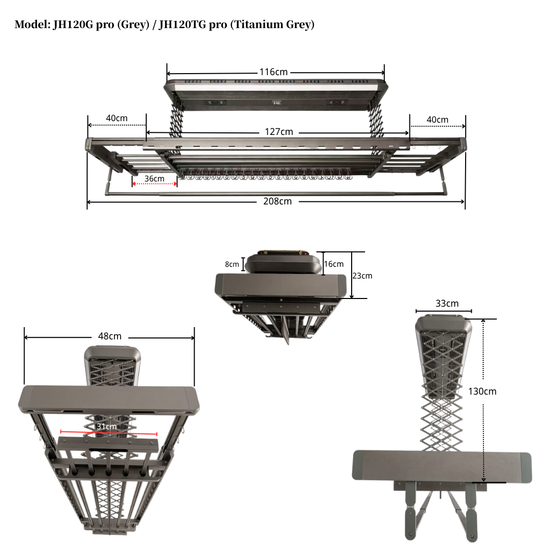 Smart Laundry Drying Rack Singapore JH120G Pro | Free Installation - Image 2